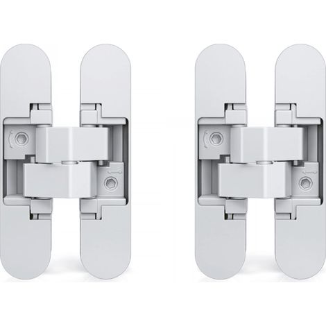 Charnière invisible pour portes charnières invisibles pour lourdes charge ouverture 180º zamak 40 kg lot de 2 Blanc (1/5)