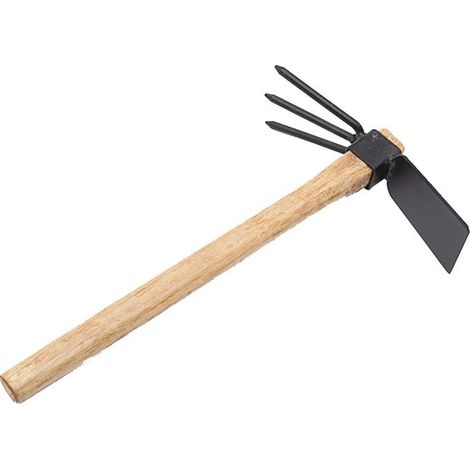 Bêche et cultivateur manuel, outil de désherbage robuste à deux têtes, outil de jardinage avec lame en acier au carbone pour ameublir le sol, désherber et creuser (1/5)