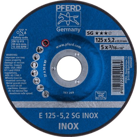 PFERD TOOLS Schruppscheibe E 125x5,2x22,23 mm Leistungslinie SG INOX für Edelstahl 10 Stk (1/5)