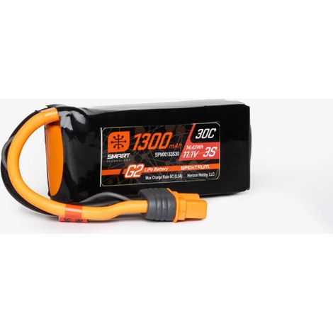 11.1V 1300mAh 3S 30C Smart G2 LiPo Battery: IC3
