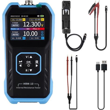 Probador de voltaje y resistencia interna de baterías HRM-10: medición de resistencia interna de alta precisión. (1/2)