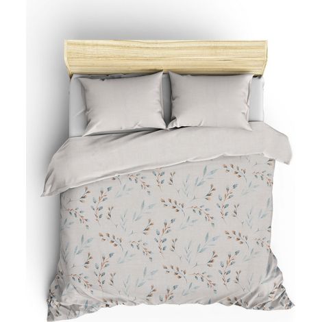 Parure de lit - 1 housse de couette 220 x 240 cm + 2 taies d'oreiller 60 x 60 cm - 100 % coton renforcé - Menthe (1/5)