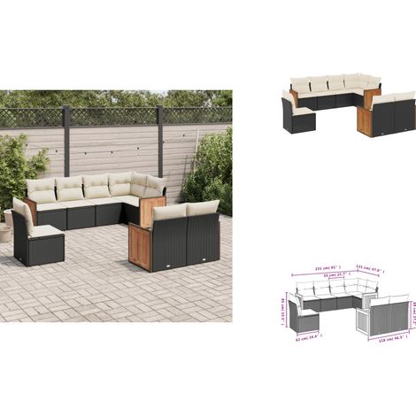 Salon de jardin 8 pcs avec coussins noir résine tressée - Salon De Jardin - Meuble Extérieur - Résine Tressée - Rotin Synthétique - Mobilier Pliable (1/3)