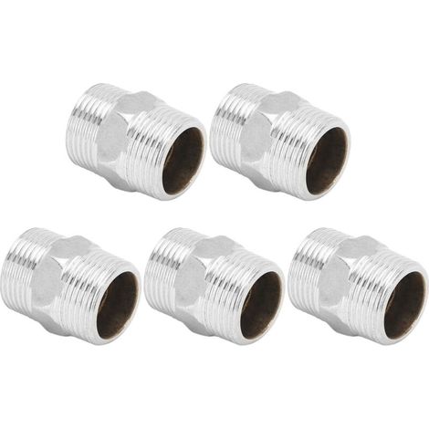 Connecteur de mamelon hexagonal G3/4 pouces mâle à G3/4 pouces mâle, adaptateur de tuyau fileté en acier inoxydable (1/5)