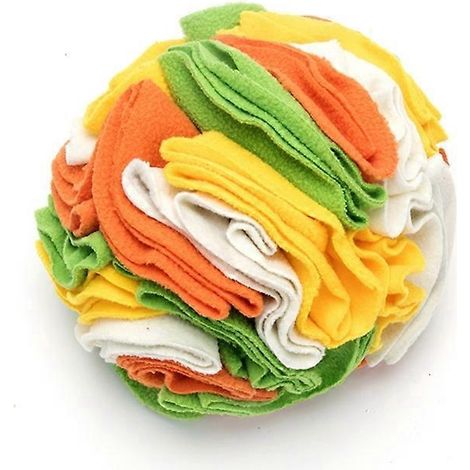 Hundeschnüffelspielzeug, Futterball mit langsamer Fütterung, Nasentraining, 20 cm, weiß, gelb, orange, grün.