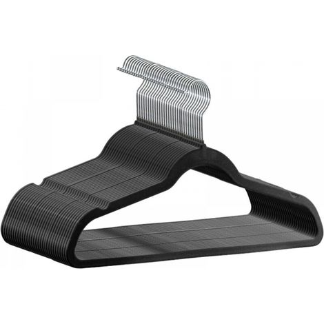 Cintre, cintre en feutre floqué fin antidérapant, solide, durable, noir (1/5)