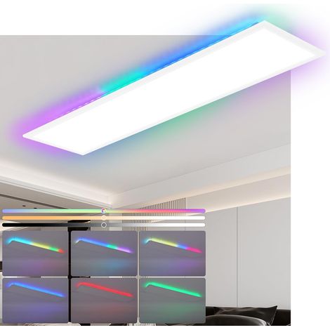 GBLY LED Panel 100x25 Deckenleuchte - Dimmbar Deckenpanel Lang RGB Backlight Farbwechsel Bürolampe 24W Büro Deckenlampe Warmeweiß Neutralweiß Kaltweiß Küchenlampe für Küche Wohnzimmer Spielzimmer (1/5)