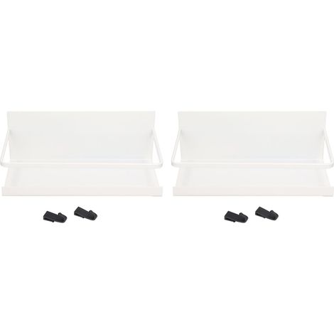 2 supports magnétiques blancs pour épices, étagère en fer à réfrigérateur avec 4 crochets amovibles, rangement bouteilles huile d'olive, gain de place
