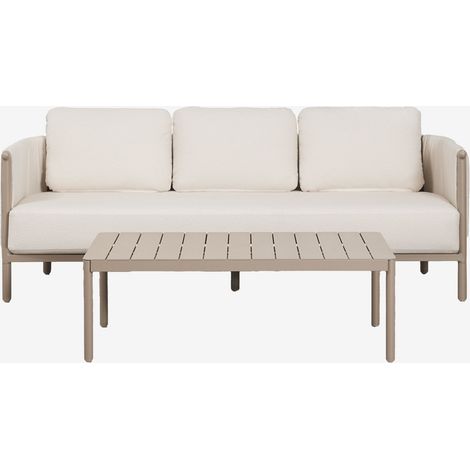 Conjunto de jardín con sofá de 3 plazas en bouclé y mesa de centro en aluminio Boleni SKLUM        (1/5)