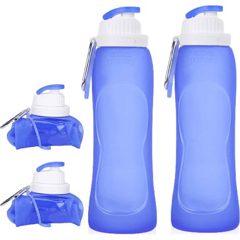 2er-Pack faltbare Trinkflaschen, 500 ml, blau, robust, ideal zum Laufen und für Sport. (1/5)