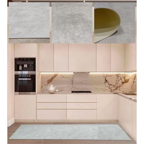 Tapis en PVC Lisse - Couleur Beige Effet Ciment - Tapis Long pour Couloir et chemins, pour Cuisine et Facile à Nettoyer - 65 x 300 cm/Beige (1/5)