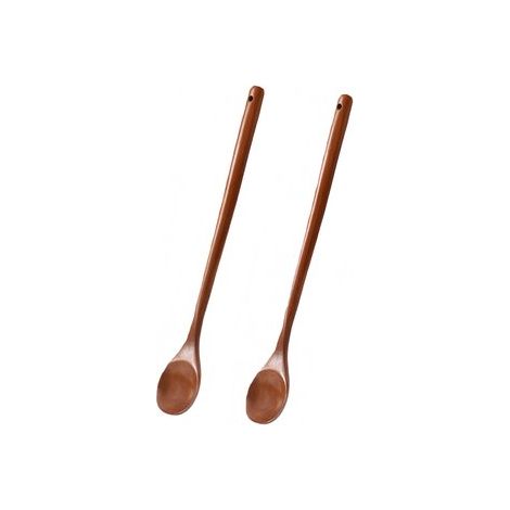 pièces - Cuillère à mélanger avec long manche - Bois - Convient aux cuisines, bars et restaurants - 33 x 5 cm - Marron café (1/5)