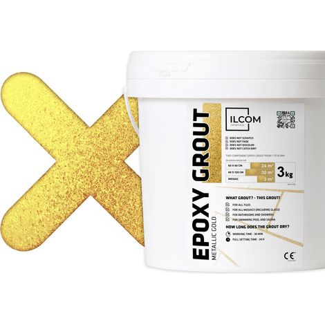Zwei-Komponenten-Epoxy-Stuck für Fugen füllen - Gold metallisiert - 3Kg Mosaik Fliesen Bad Schwimmbad
