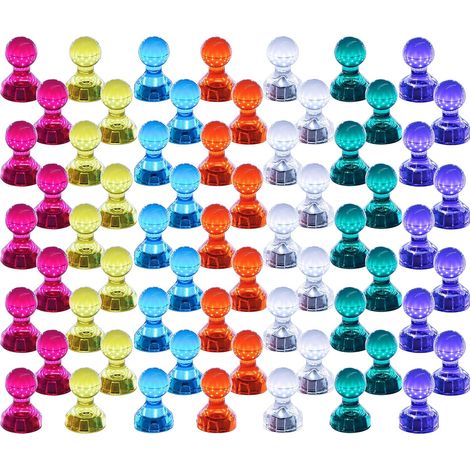 Puntine magnetiche, confezione da 60, colori assortiti, magneti potenti, ideali per lavagne, frigoriferi, mappe e calendari, Magenesis (1/5)