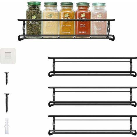 Wall Mounted Spice Rack Space Saving Cabinet Spice Organizer (black - 4 Pieces) (1/5)