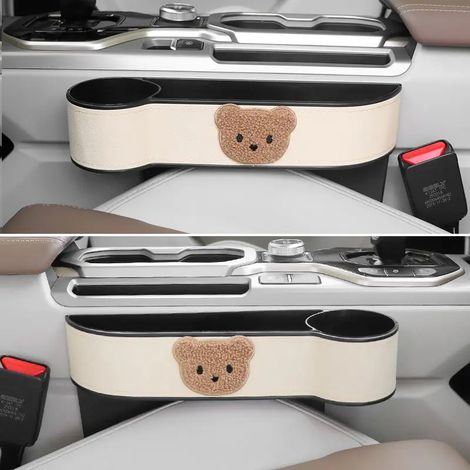 (Deux adorables oursons) Organisateur de siège auto multifonctionnel Atsafepro pour combler l'espace entre les sièges et la console centrale. Boîte de rangement latérale pour siège avant. (1/5)