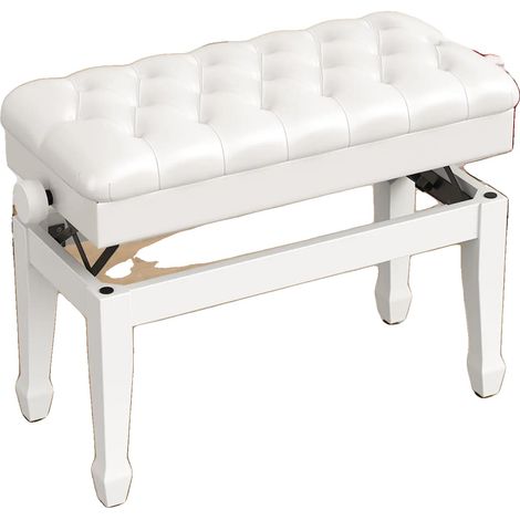 Banco para piano, altura regulable, asiento acolchado, blanco, 73x36x49-59cm (1/2)