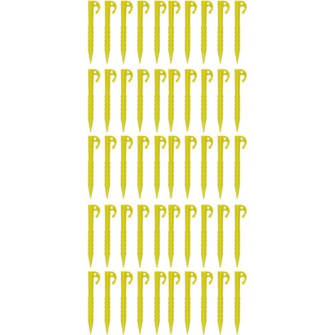 Piquets de sol YWBL-WH en ABS haute résistance, adaptés aux tentes de jardin, 14 cm (5,5 pouces), résistants au sable, 50 piquets par paquet, adaptés aux tentes en plastique (jaune) (1/5)