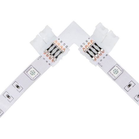 Connecteur RGB - ABS - Forme L Et Droit - Pour Bande LED 10 mm 4 Broches - 20 Pièces (1/4)