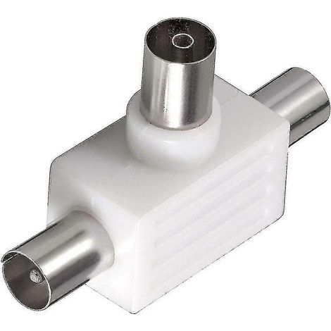 Adaptateur répartiteur d'antenne TV satellite coaxial 2 voies 2 x mâle vers femelle (1/3)