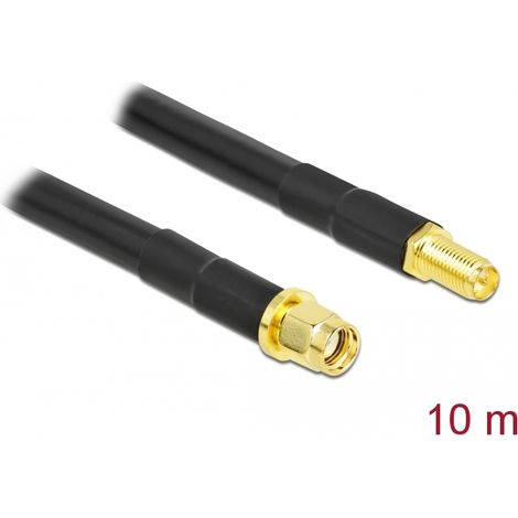 Delock Antennenkabel RP-SMA Stecker zu RP-SMA Buchse LMR/CFD300 10 m low loss
