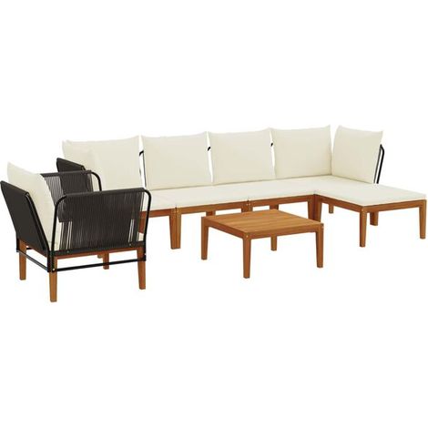 Ensemble de 7 pièces en bois d'acacia massif et corde naturelle (1/5)