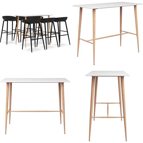 Ensemble de bar 7 pcs Blanc et noir - Ensemble De Bar - Mobilier De Salle À Manger - Table De Bar - Tabourets De Bar - Set De Bar - Home & Living (1/5)