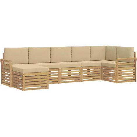 Outdoor Sofa Set 7 pcs White and Beige vidaXL (1/5)