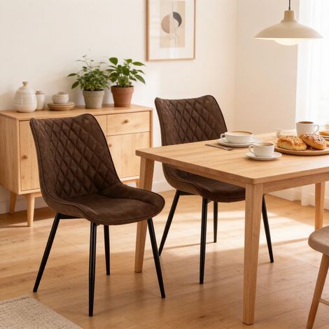 Fauteuil de bureau, chaise de salle à manger ergonomique, assise capitonnée, siège d'appoint, chaise de repas design, fauteuil de séjour (lot de 2 uniquement) (1/5)