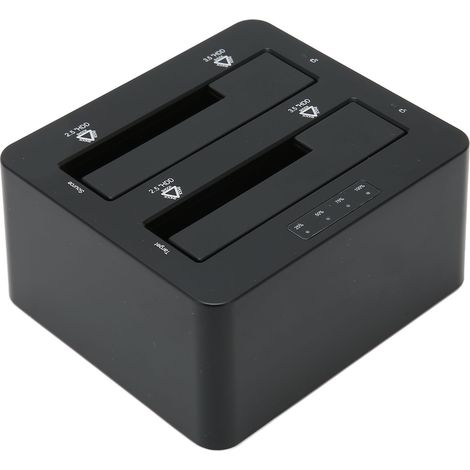 Station d'accueil pour disque dur externe USB C 3.0 vers SATA, compatible avec les disques durs et SSD SATA I, II et III à double baie de 2,5 et 3,5 pouces (prise UE). (Disque dur non inclus) (1/5)