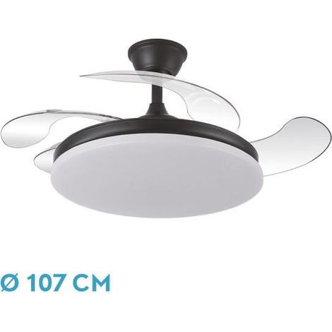 Ventilateur abrila Moderne noir quatre pales pliables