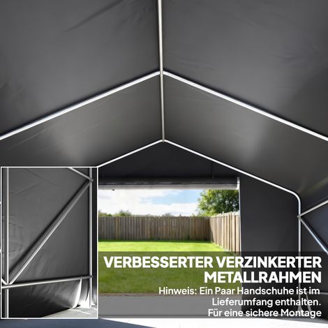Abri de jardin mobile, tente à vélo avec porte enroulable à fermeture éclair, armature en métal, solution de stockage polyvalente, gris anthracite