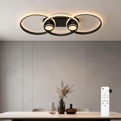 doporro Lampe de Plafond avec Télécommande Plafonnier Mémoire Intelligente Luminosité Réglable Trois Températures de Couleur Lampe de Nuit LED Noir 75×32,5×9,5 CM 70W Alivetta25037 (1/5)