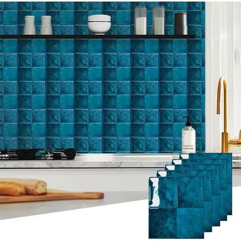 Lot de 10 à décoller et à coller panneaux muraux 3D étanches bibliothèque de cuisine et de salle de bain Adhésif décoratif 23 x 23cm (1/5)