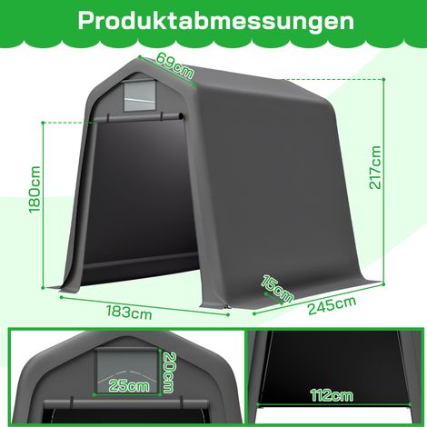 Geräteunterstand 245x183x217 cm aus PE, grau, für Fahrräder und Werkzeuge – MEUBLIV (1/5)