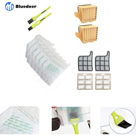 Kit Sac Aspirateur Compatible Vorwerk Kobold VK135/VK136 - 6 Sacs + 2 Filtres + 12 Parfums - Bluedeer (1/4)