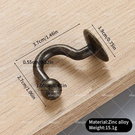 Lot de 10 crochets porte-manteaux en alliage de zinc à un seul trou, style rétro, crochets métalliques pour cintres, crochets de porte, crochets de penderie de style grange (1/5)