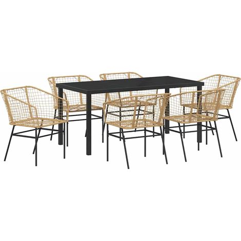 Maison Exclusive - Set da Pranzo per Giardino 7 pcs Marrone polyrattan (1/5)