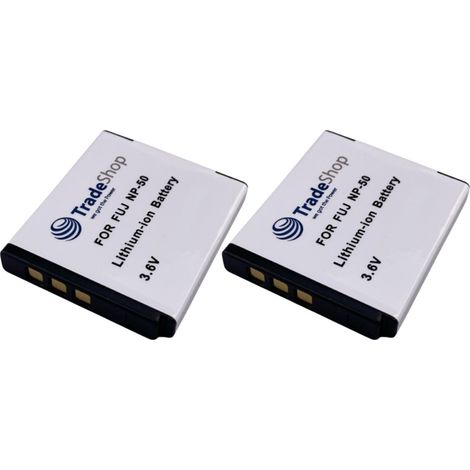 2x Trade-Shop Li-Ion Akku 3,6V 950mAh kompatibel mit Kodak Playsport ZX3 ZX5, Medion Life P44034 MD86934 MD86938 X44038, Pentax Q Q7 Q10 Q-S1 VS20 (1/2)