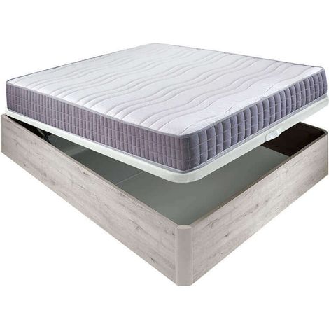 Matelas Visco Line 19 cm fermeté, grande douceur et économique + canapé pliant bois 3D, respirant hauteur 34 cm  160 x 200 cm - nordique