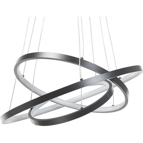 Lámpara de techo LED de metal negro aluminio 3 anillos glamour moderno Atrek