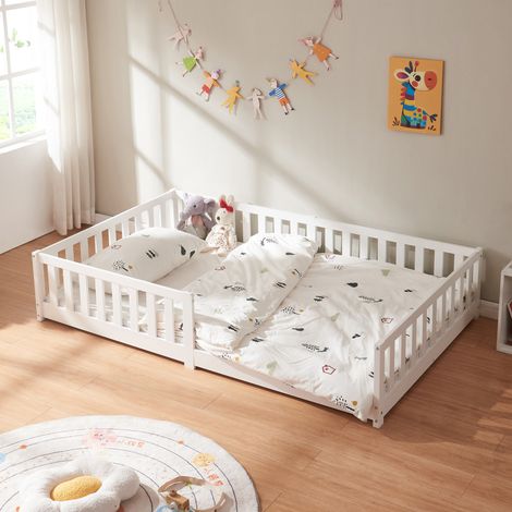 Letto Montessori per Cameretta Tanna in Legno di Pino 120 x 200 cm - Bianco [en.casa] (1/5)