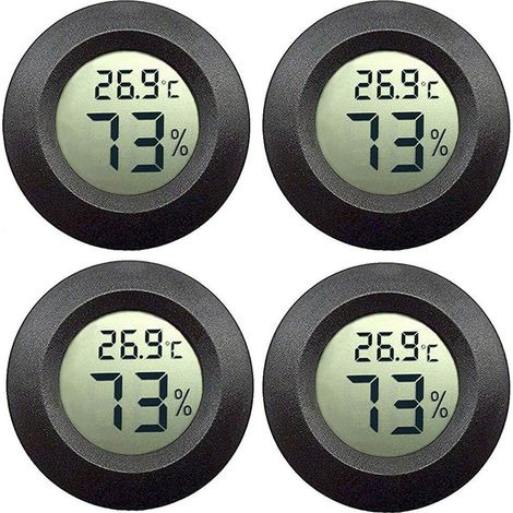 Set termometro e igrometro portatile per ambienti da 4 pezzi, nero (1/5)