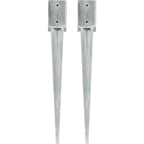 Picas de tierra 2 unidades acero galvanizado plateado 9x9x75 cm vidaXL