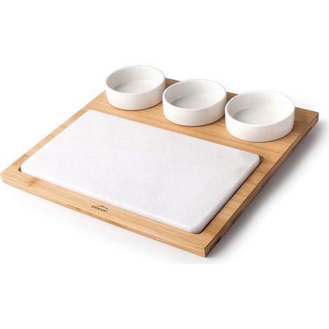 Planche en Bambou Naturel, 3 Bols, Plateau de Service (1/3)