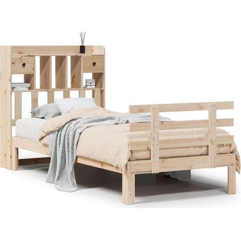 Maison Exclusive - Massivholzbett mit Regal ohne Matratze 90x200