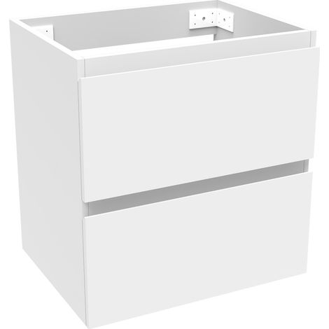 500mm Wall Mounted Bathroom Vanity Unit without Basin Matt White 2 Soft Close Drawers - Flat Pack