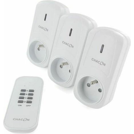 Chacon - juego de 3 enchufes on/off con mando a distancia (2000w) - 54663 - 5411478546634