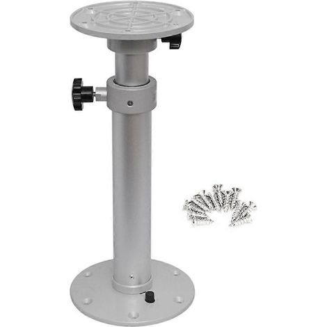 Pieds de table réglables et base amovible. Pieds en alliage d'aluminium adaptés aux camping-cars, bateaux et yachts. Blanc argenté. (1/5)