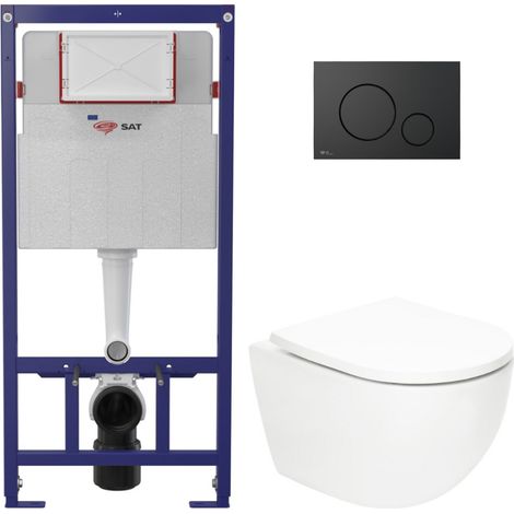 Swiss Aqua Technologies Pack WC Telaio ECO 2L SAT + WC sospeso SAT + placca nero opaco (STESTFUWT02-IN)